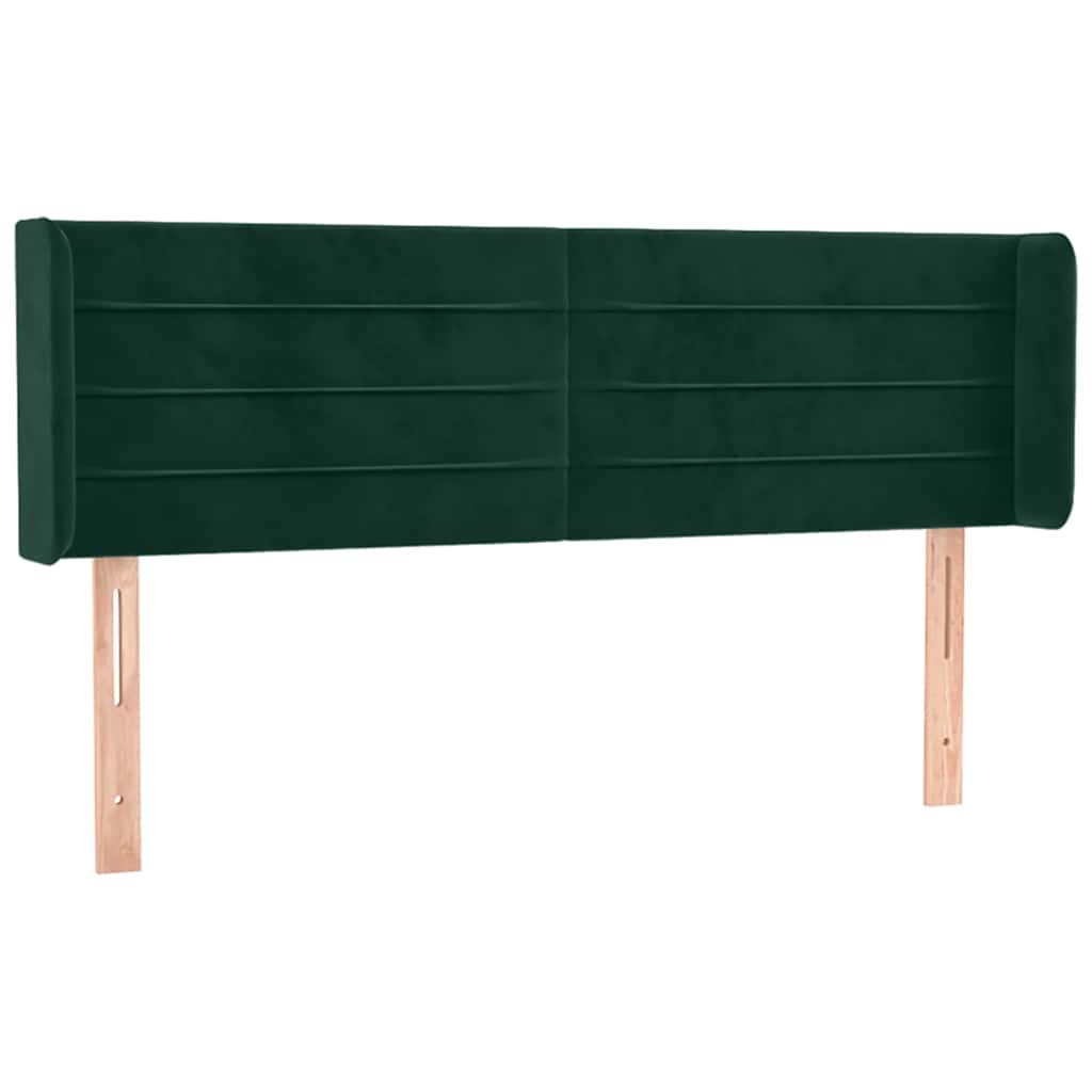 vidaXL Čelo postele typu ušák tmavě zelená 147x16x78/88 cm samet