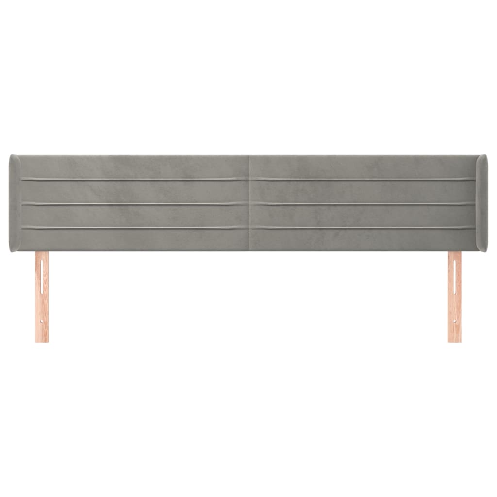 vidaXL Hoofdbord met randen 163x16x78/88 cm fluweel lichtgrijs afbeelding