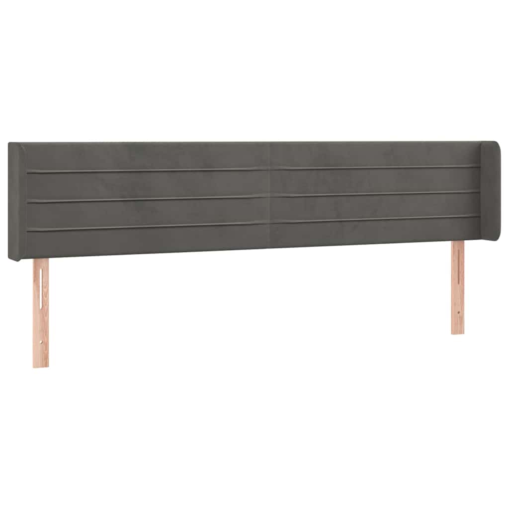 vidaXL Čelo postele typu ušák tmavě šedé 163x16x78/88 cm samet