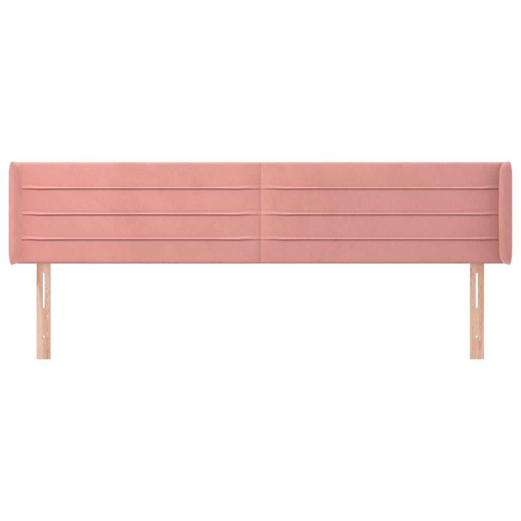 vidaXL Hoofdbord met randen 163x16x78/88 cm fluweel roze afbeelding