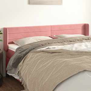 Vzglavje z ušesi roza 163x16x78/88 cm žamet