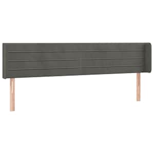 Čelo postele typu ušák tmavě šedé 183x16x78/88 cm samet - obrázek 2