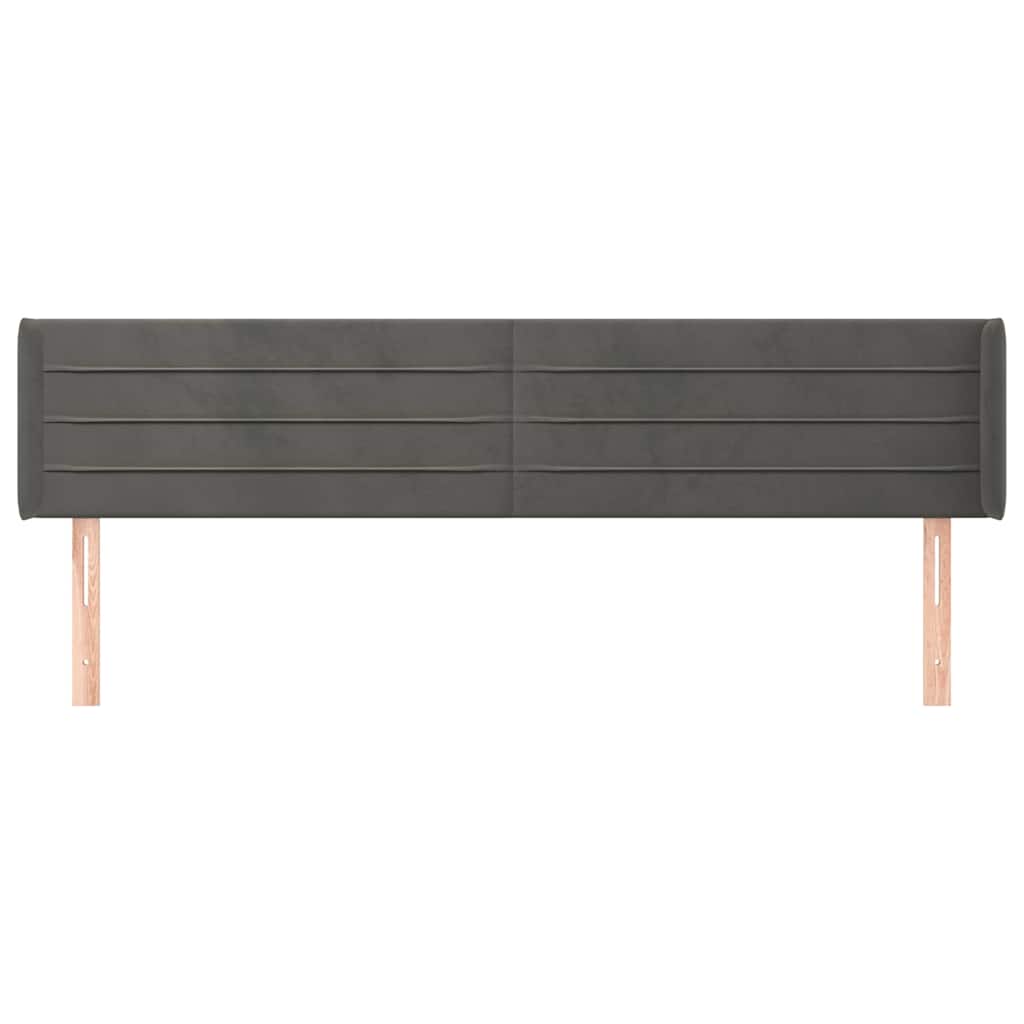 vidaXL Hoofdbord met randen 183x16x78/88 cm fluweel donkergrijs grijs, foto 2