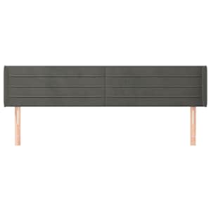 Čelo postele typu ušák tmavě šedé 183x16x78/88 cm samet - obrázek 3