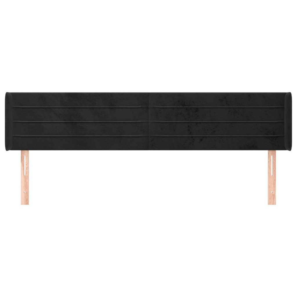 vidaXL Hoofdbord met randen 183x16x78/88 cm fluweel zwart afbeelding