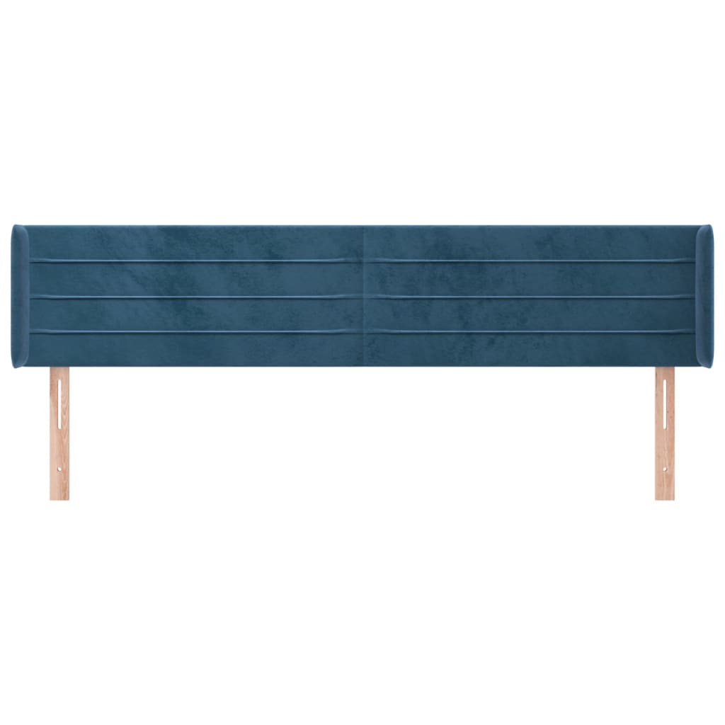 vidaXL Hoofdbord met randen 183x16x78/88 cm fluweel donkerblauw afbeelding