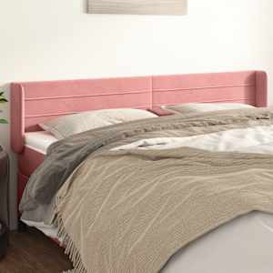 Vzglavje z ušesi roza 183x16x78/88 cm žamet