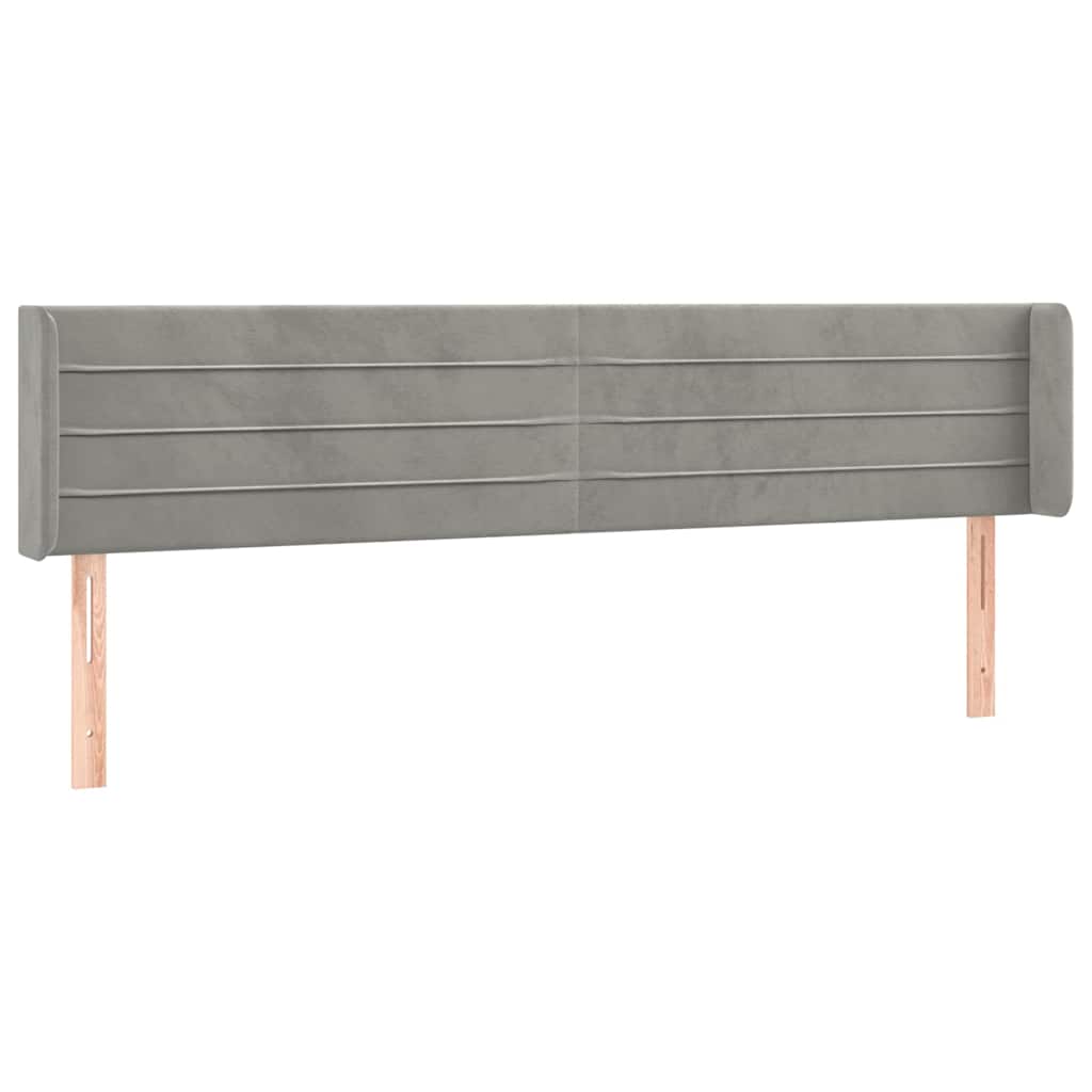 vidaXL Hoofdbord met randen 203x16x78/88 cm fluweel lichtgrijs grijs, foto 3