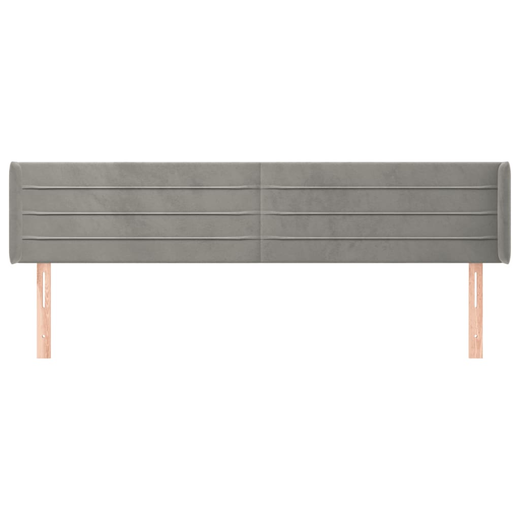 vidaXL Hoofdbord met randen 203x16x78/88 cm fluweel lichtgrijs afbeelding