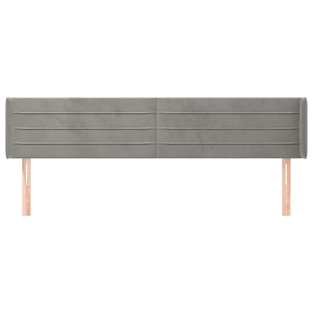 vidaXL Hoofdbord met randen 203x16x78/88 cm fluweel lichtgrijs grijs, foto 2