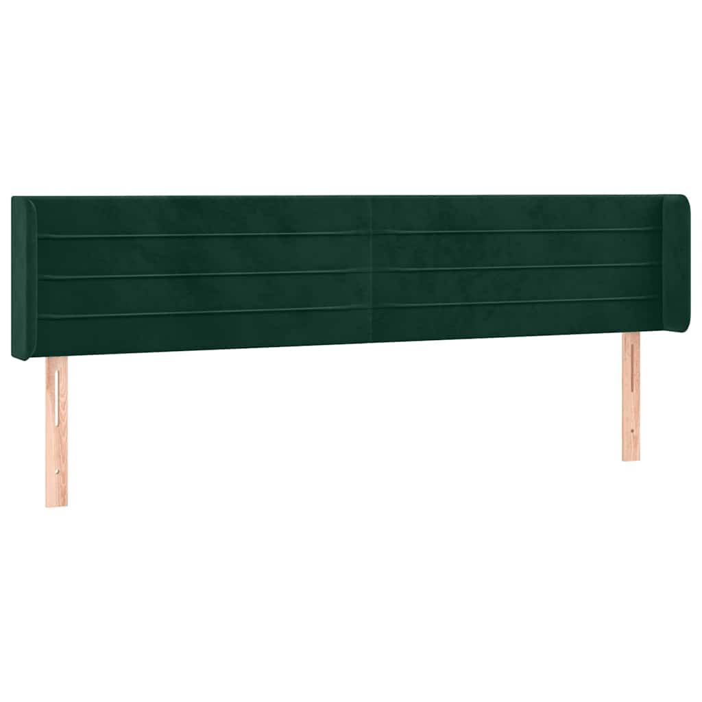 vidaXL Hoofdbord met randen 203x16x78/88 cm fluweel donkergroen groen, foto 3