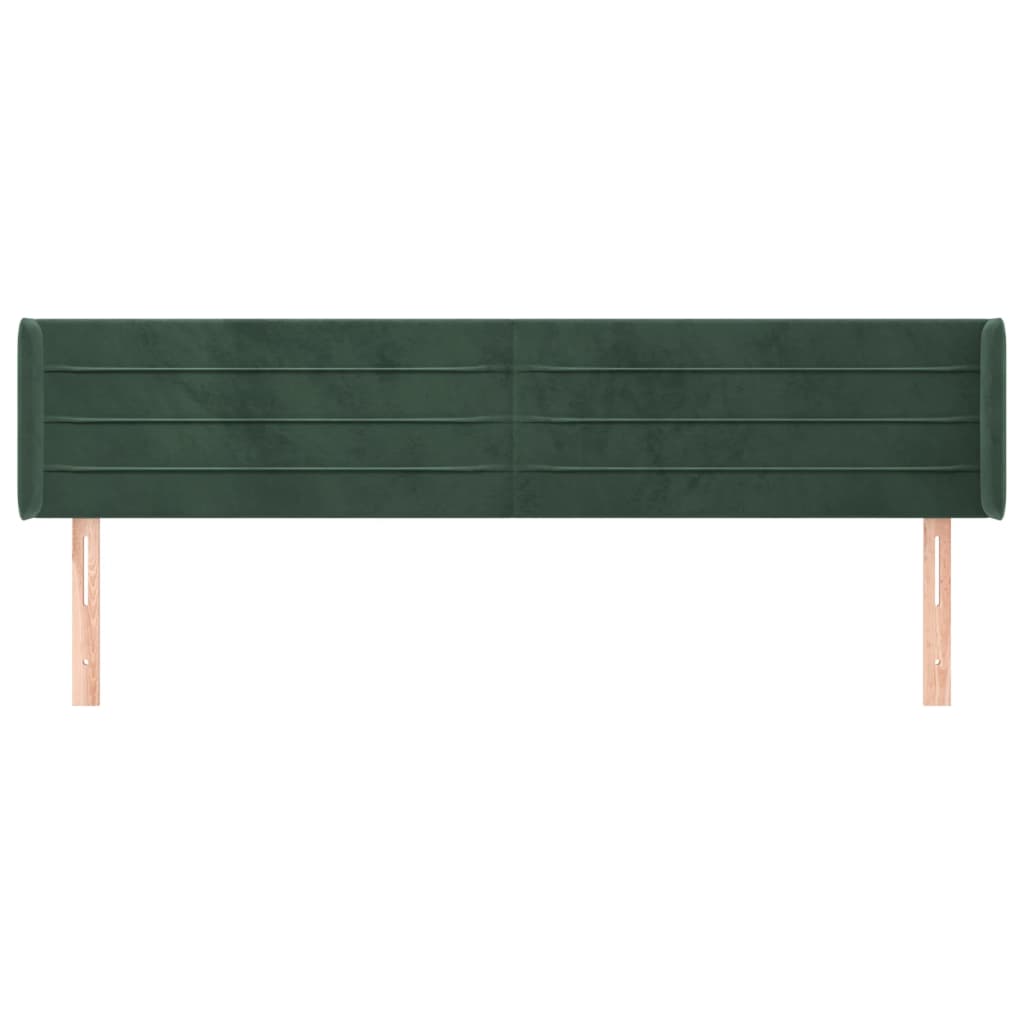 vidaXL Hoofdbord met randen 203x16x78/88 cm fluweel donkergroen afbeelding