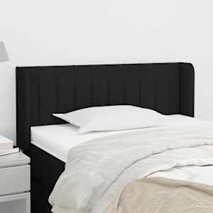 Čelo postele typu ušák černé 103 x 16 x 78/88 cm textil - obrázek 1