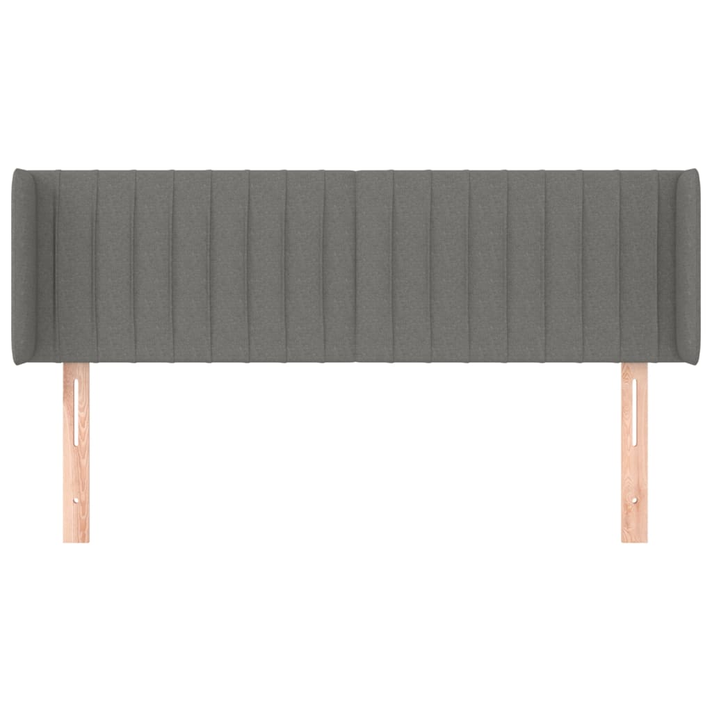 vidaXL Hoofdbord met randen 147x16x78/88 cm stof donkergrijs afbeelding