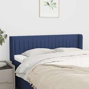 Čelo postele typu ušák modré 147 x 16 x 78/88 cm textil - obrázek 1
