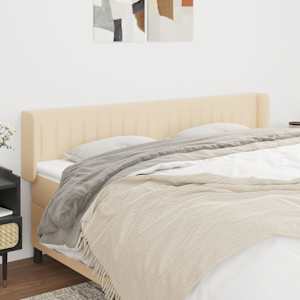 Vzglavje z ušesi krem 163x16x78/88 cm blago