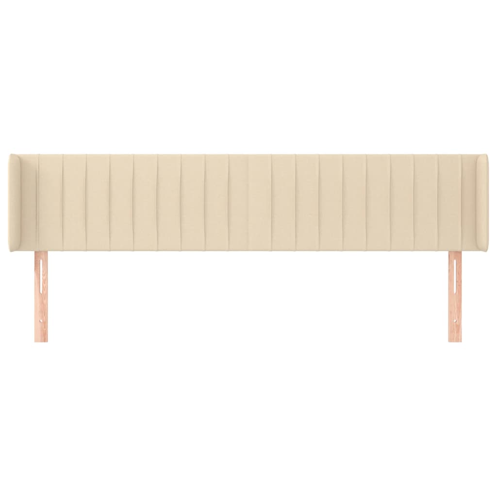 vidaXL Hoofdbord met randen 183x16x78/88 cm stof crèmekleurig afbeelding