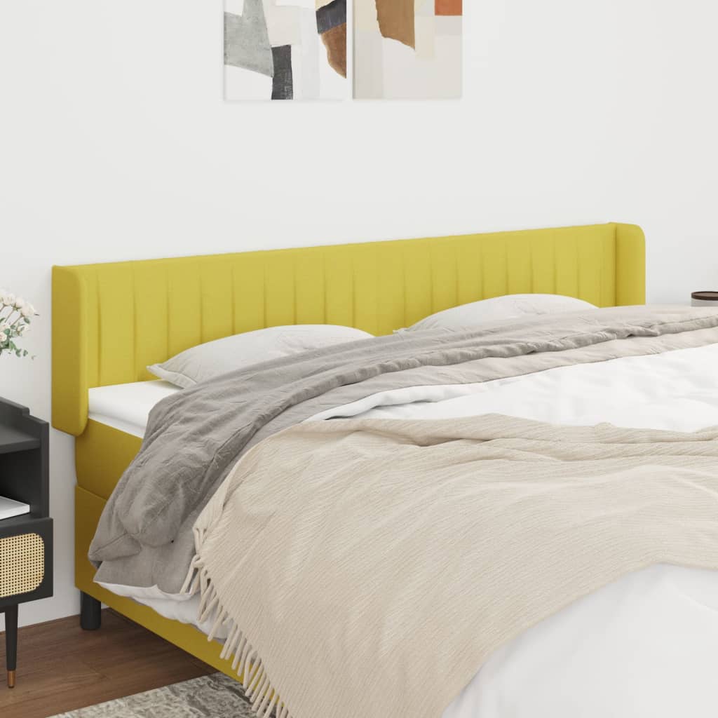 vidaXL Tăblie de pat cu aripioare, verde, 183x16x78/88 cm textil