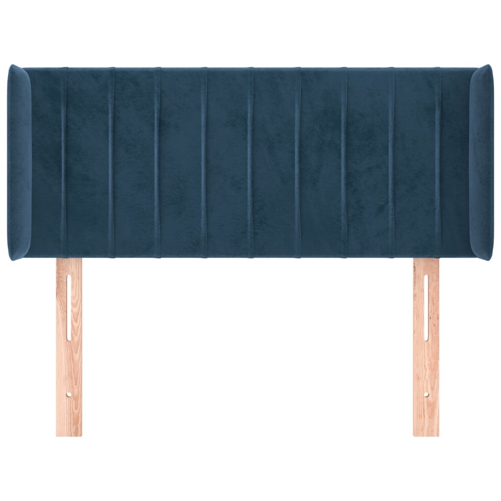 vidaXL Hoofdbord met randen 83x16x78/88 cm fluweel donkerblauw afbeelding