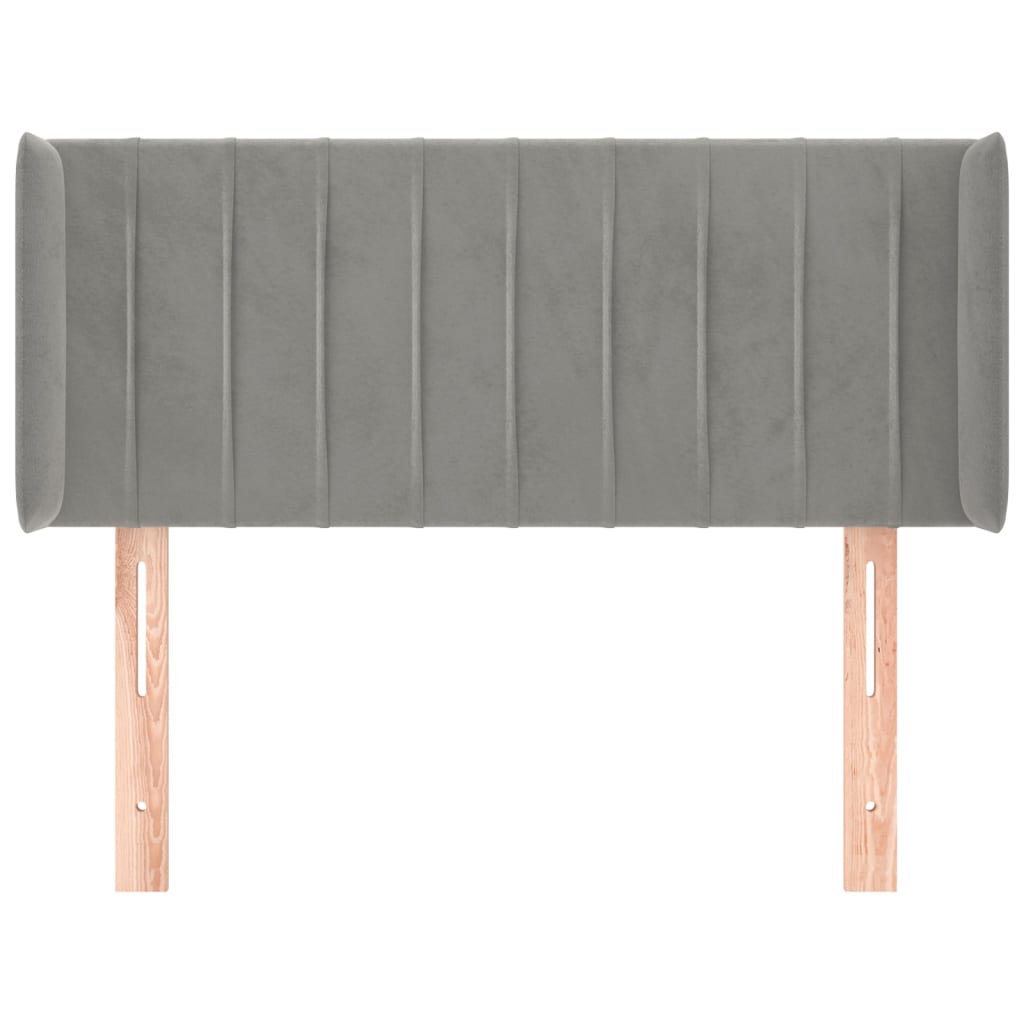vidaXL Hoofdbord met randen 103x16x78/88 cm fluweel lichtgrijs afbeelding