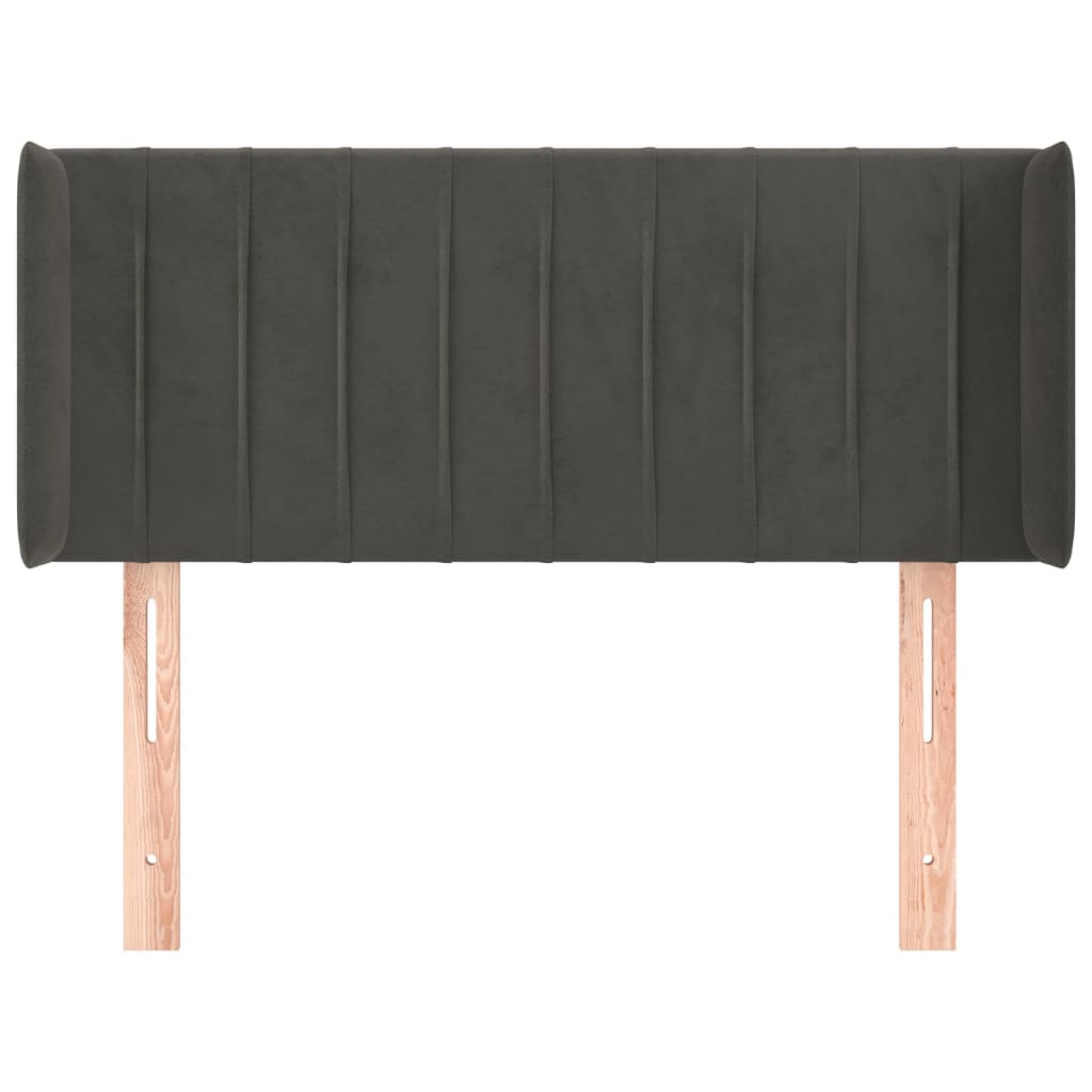 vidaXL Hoofdbord met randen 103x16x78/88 cm fluweel donkergrijs afbeelding