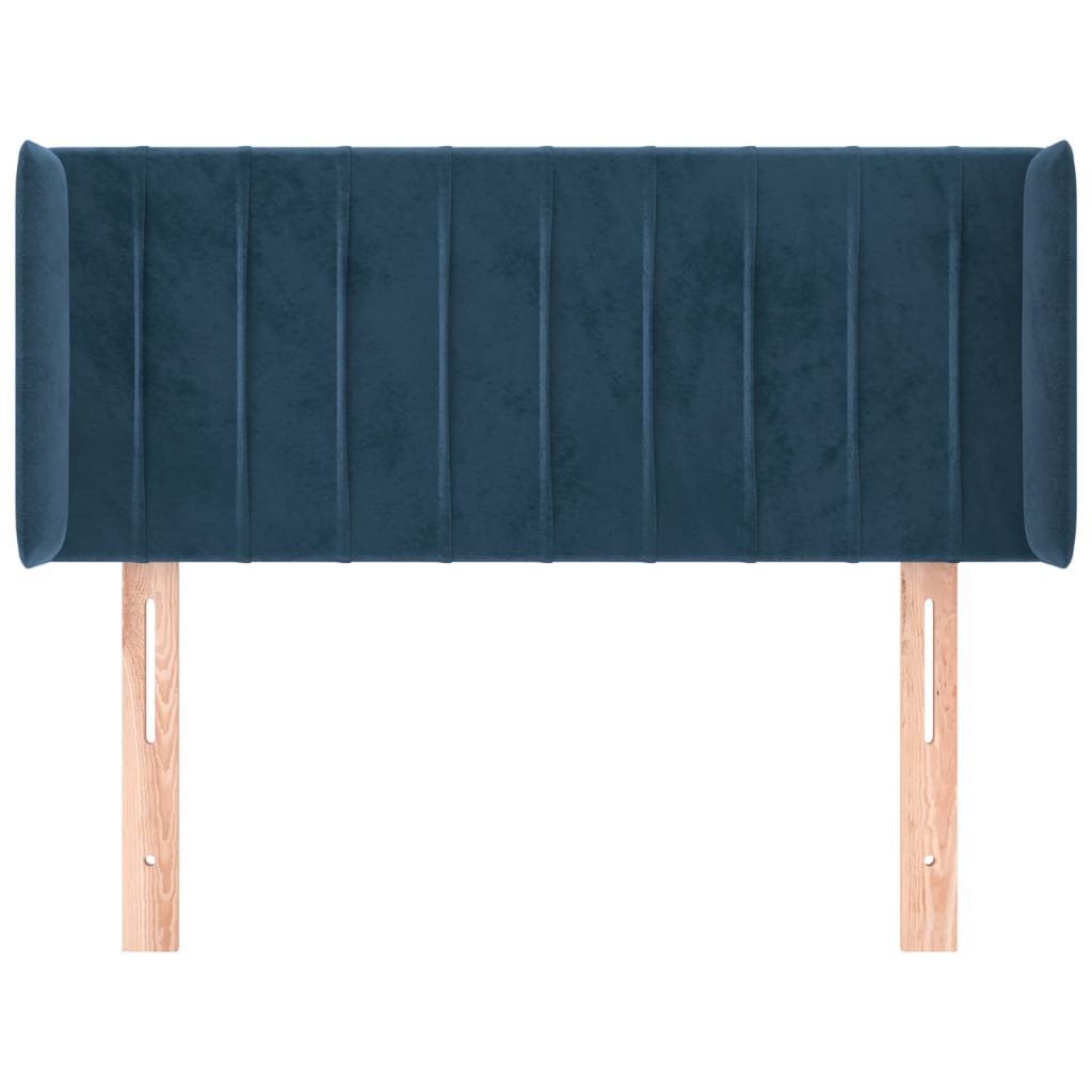 vidaXL Hoofdbord met randen 103x16x78/88 cm fluweel donkerblauw afbeelding