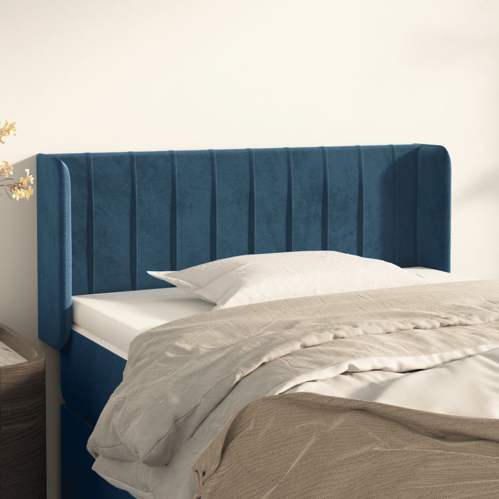 vidaXL Tăblie pat cu aripioare albastru închis 103x16x78/88 cm catifea vidaXL imagine 2022