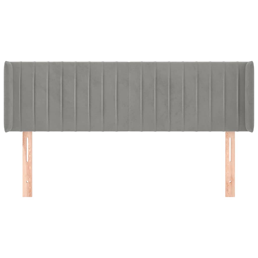 vidaXL Hoofdbord met randen 147x16x78/88 cm fluweel lichtgrijs grijs, foto 2