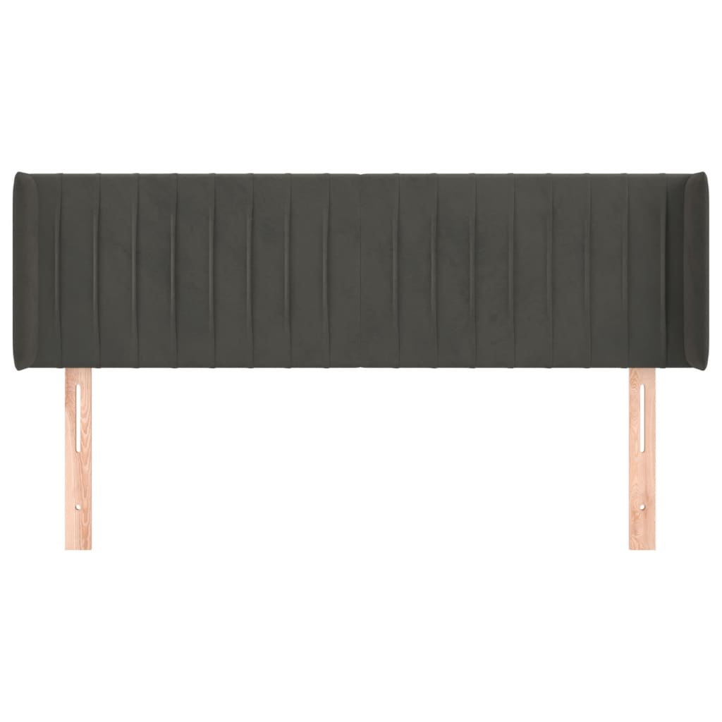 vidaXL Hoofdbord met randen 147x16x78/88 cm fluweel donkergrijs afbeelding