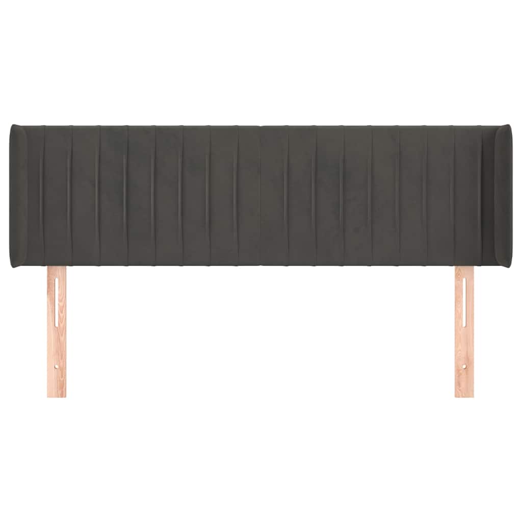 vidaXL Hoofdbord met randen 147x16x78/88 cm fluweel donkergrijs grijs, foto 2