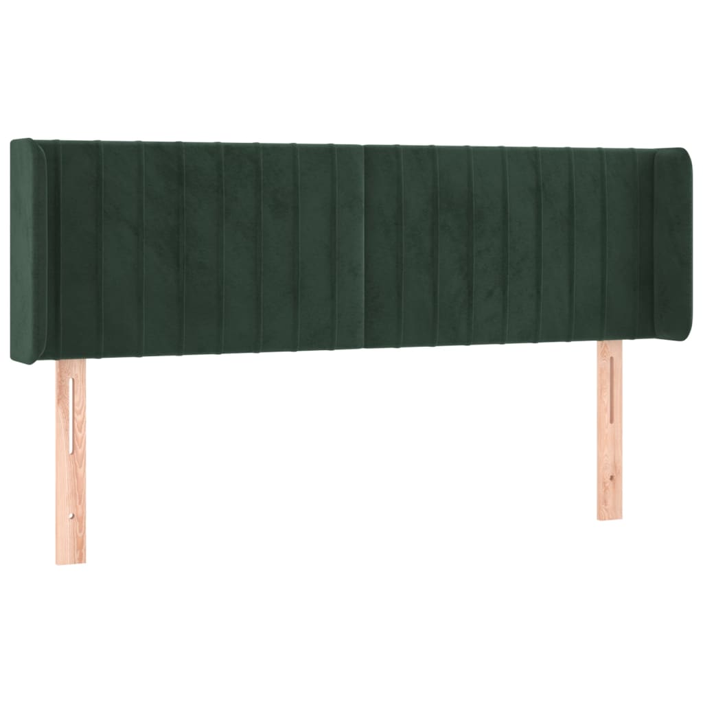 vidaXL Čelo postele typu ušák tmavě zelená 147x16x78/88 cm samet