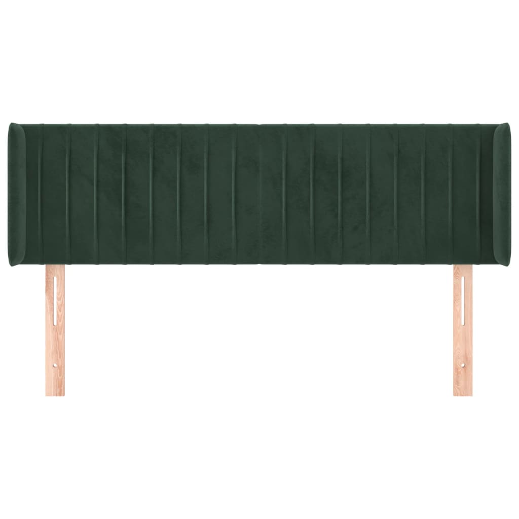 vidaXL Hoofdbord met randen 147x16x78/88 cm fluweel donkergroen afbeelding