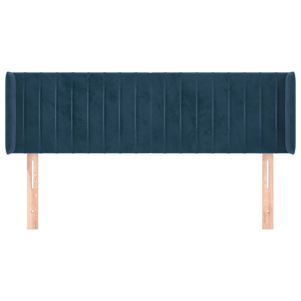vidaXL Hoofdbord met randen 147x16x78/88 cm fluweel donkerblauw afbeelding