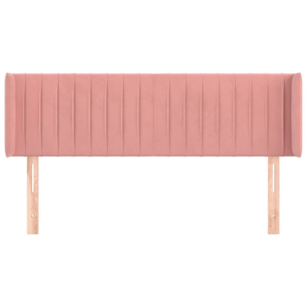 vidaXL Hoofdbord met randen 147x16x78/88 cm fluweel roze afbeelding