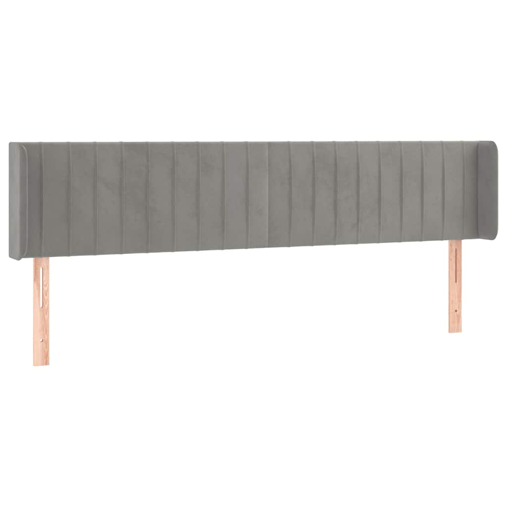 vidaXL Hoofdbord met randen 163x16x78/88 cm fluweel lichtgrijs grijs, foto 3