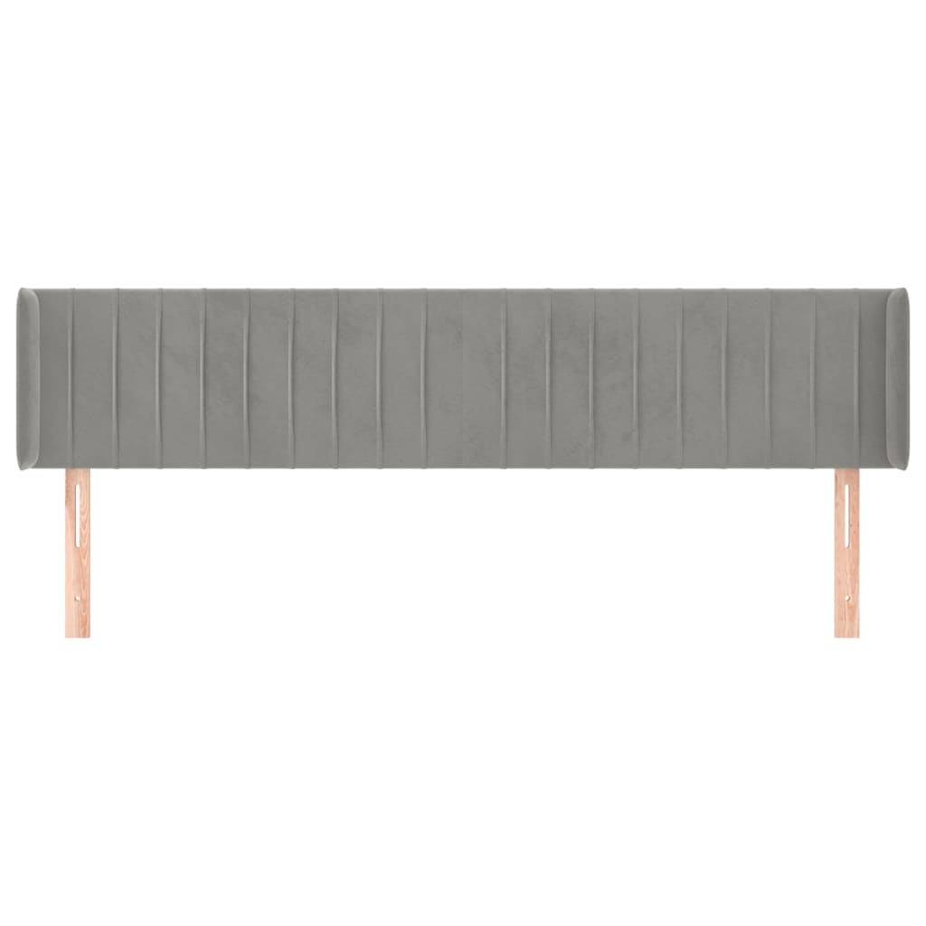 vidaXL Hoofdbord met randen 163x16x78/88 cm fluweel lichtgrijs afbeelding