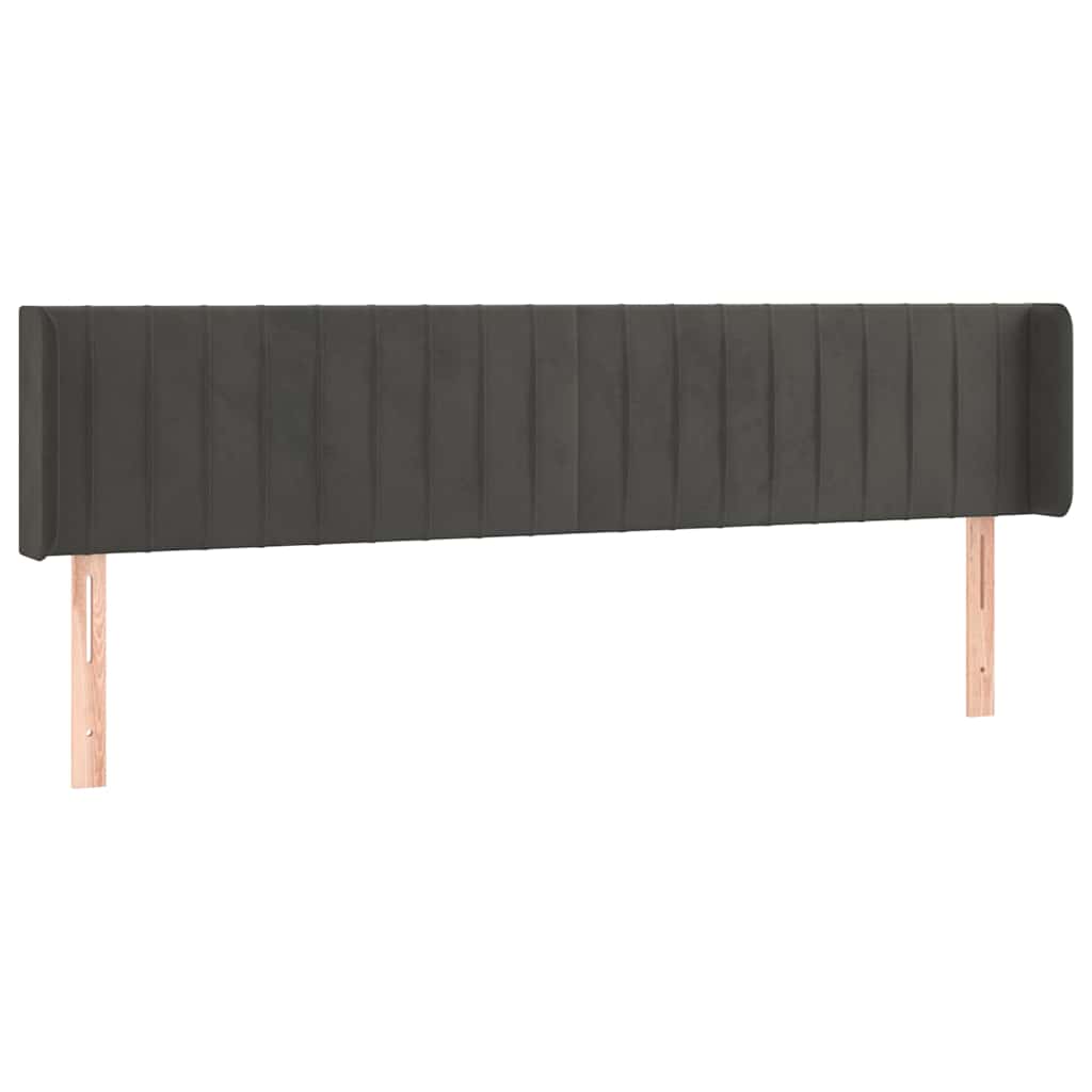 vidaXL Hoofdbord met randen 163x16x78/88 cm fluweel donkergrijs grijs, foto 3