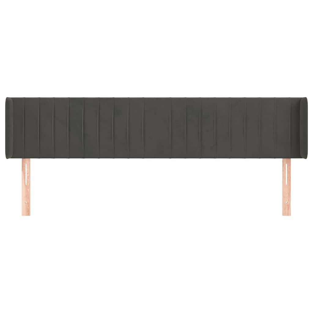 vidaXL Hoofdbord met randen 163x16x78/88 cm fluweel donkergrijs grijs, foto 2