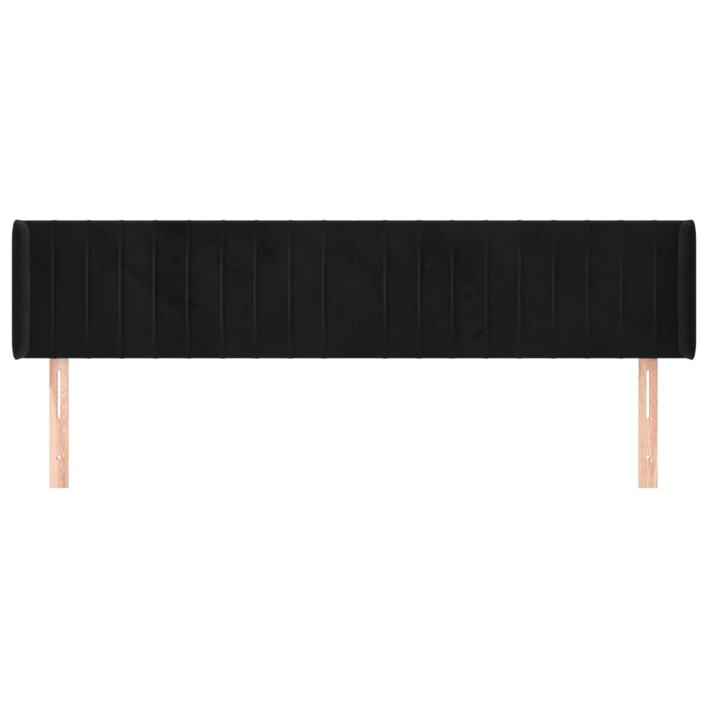 vidaXL Hoofdbord met randen 163x16x78/88 cm fluweel zwart afbeelding