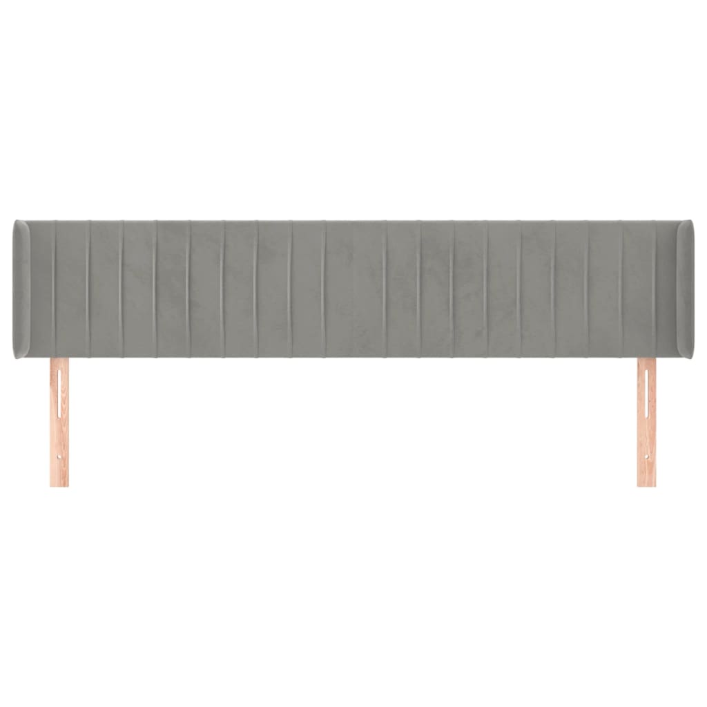 vidaXL Hoofdbord met randen 183x16x78/88 cm fluweel lichtgrijs afbeelding