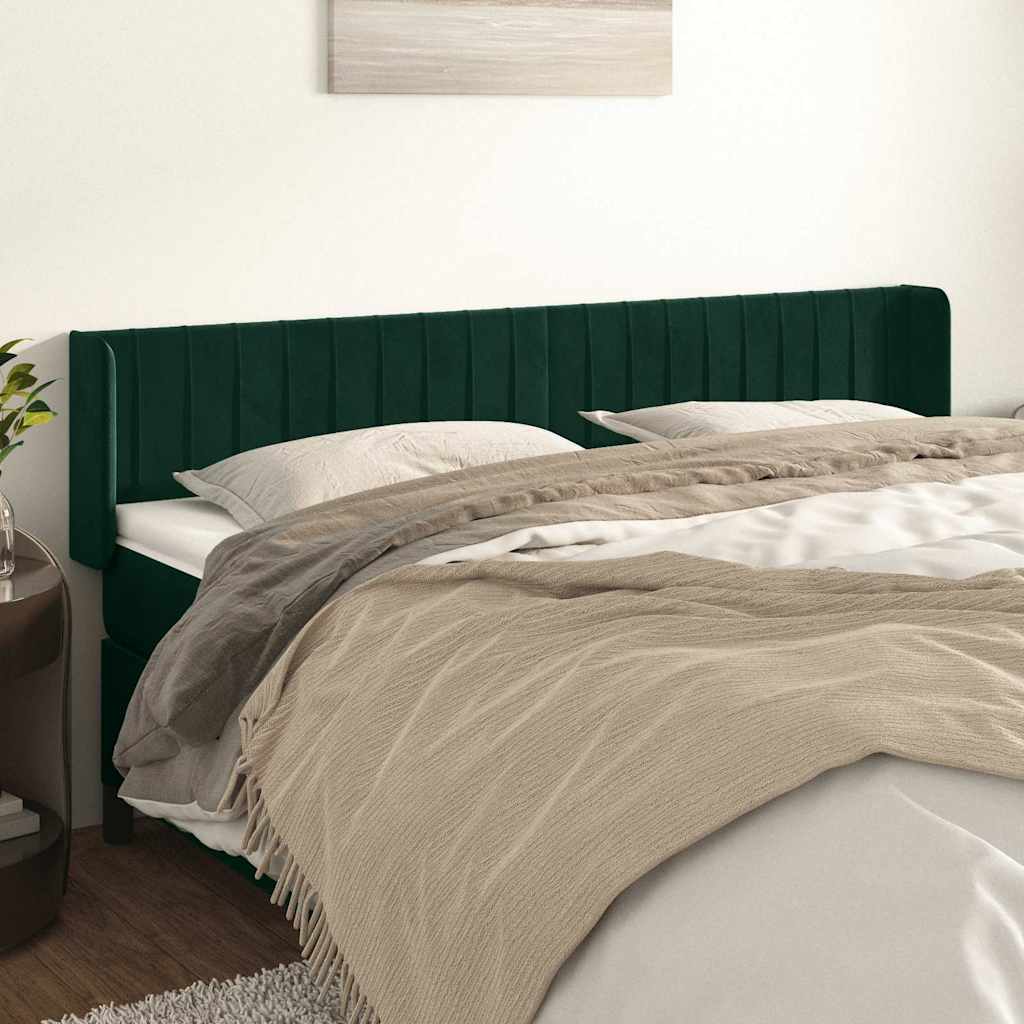 Testiera Ad Orecchio Verde Scuro 183x16x78/88 Cm In Velluto - Vidaxl