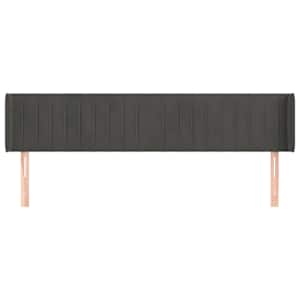 Čelo postele typu ušák tmavě šedé 203x16x78/88 cm samet - obrázek 3