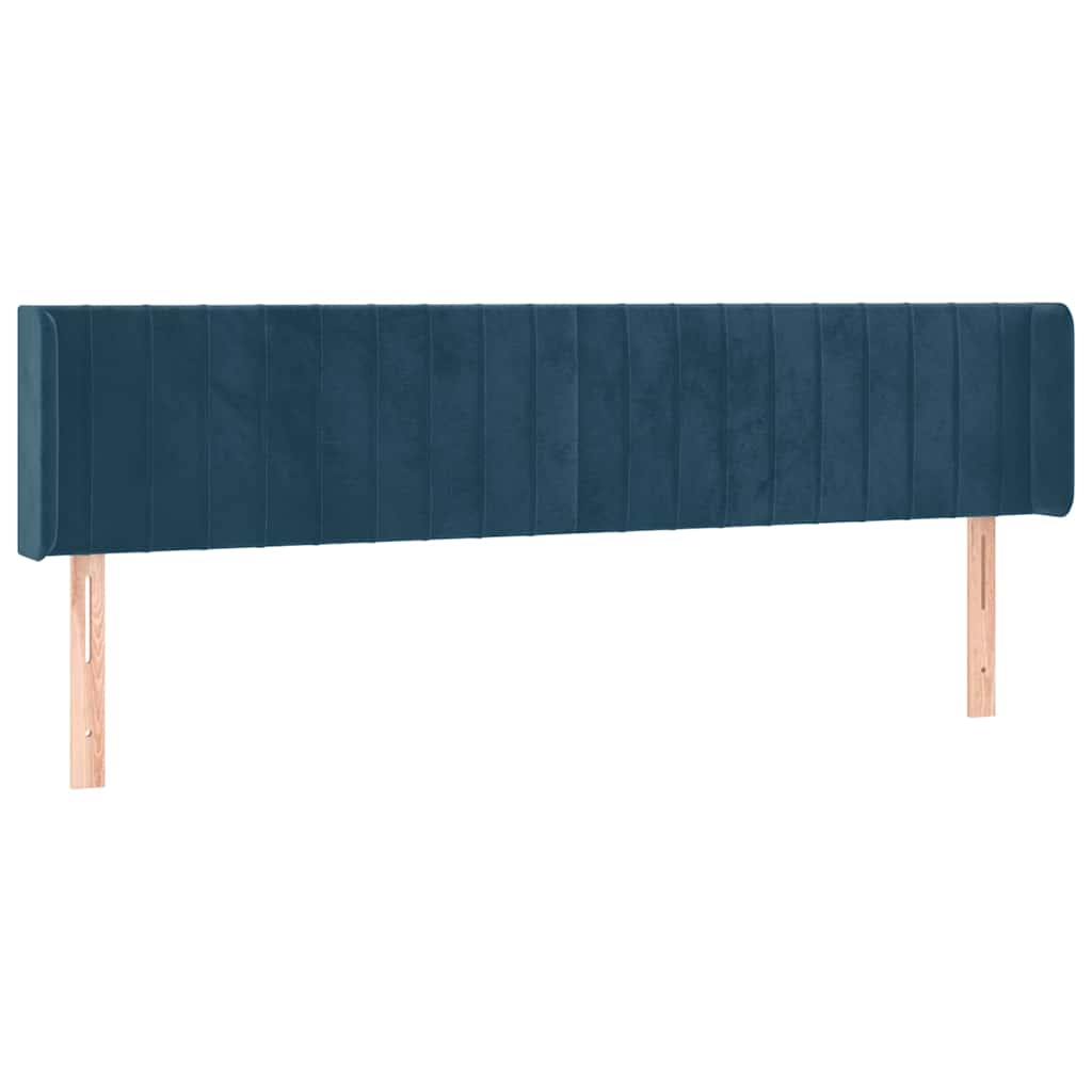 vidaXL Hoofdbord met randen 203x16x78/88 cm fluweel donkerblauw blauw, foto 3