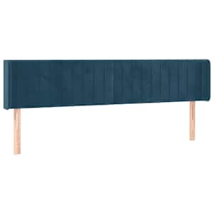 Čelo postele typu ušák tmavě modrá 203x16x78/88 cm samet - obrázek 2