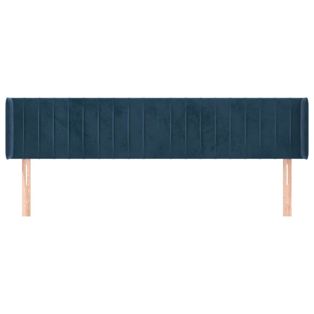 vidaXL Hoofdbord met randen 203x16x78/88 cm fluweel donkerblauw afbeelding