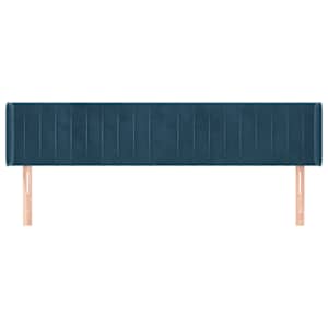 Čelo postele typu ušák tmavě modrá 203x16x78/88 cm samet - obrázek 3