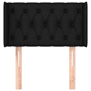 Čelo postele typu ušák černé 83 x 16 x 78/88 cm textil - obrázek 3