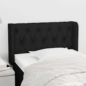 Čelo postele typu ušák černé 83 x 16 x 78/88 cm textil - obrázek 1