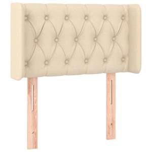 Čelo postele typu ušák krémové 83 x 16 x 78/88 cm textil - obrázek 2
