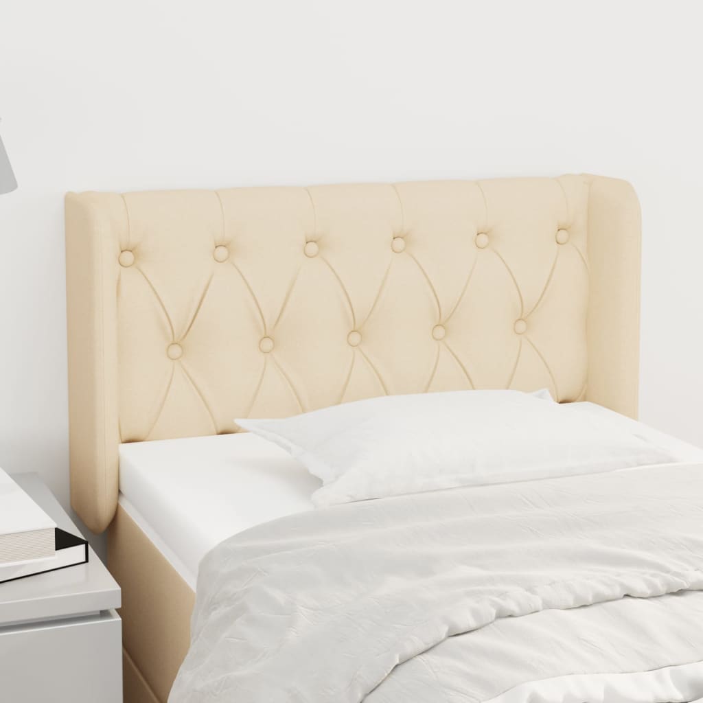 vida XL Kopfteil mit Ohren Creme 83x 16x 78/88 cm Stoff